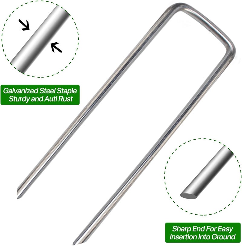 TiTifield 4 Inch 180 Pack Landscape Staples Galvanized Garden Stakes Anti-Rust Landscape Pins for Weed Barrier Fabric, Artificial Turf and Landscape Fabric - Image 3